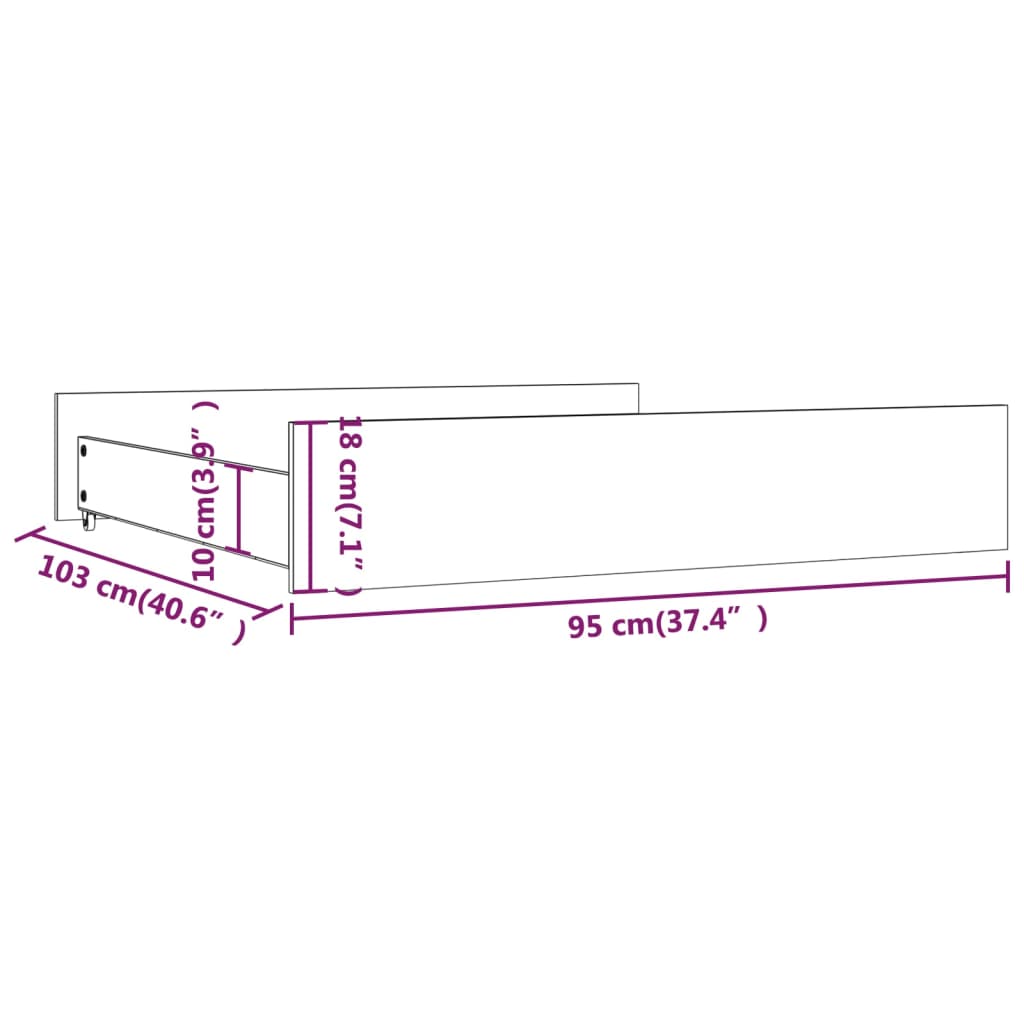 Cassettoni da Letto 2 pz Bianchi in Legno Massello di Pino 814990