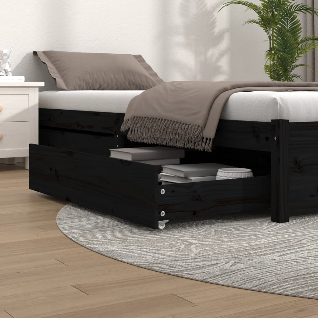 Cassetti per Letto 2 pz in Legno Massello di Pino Nero 814993