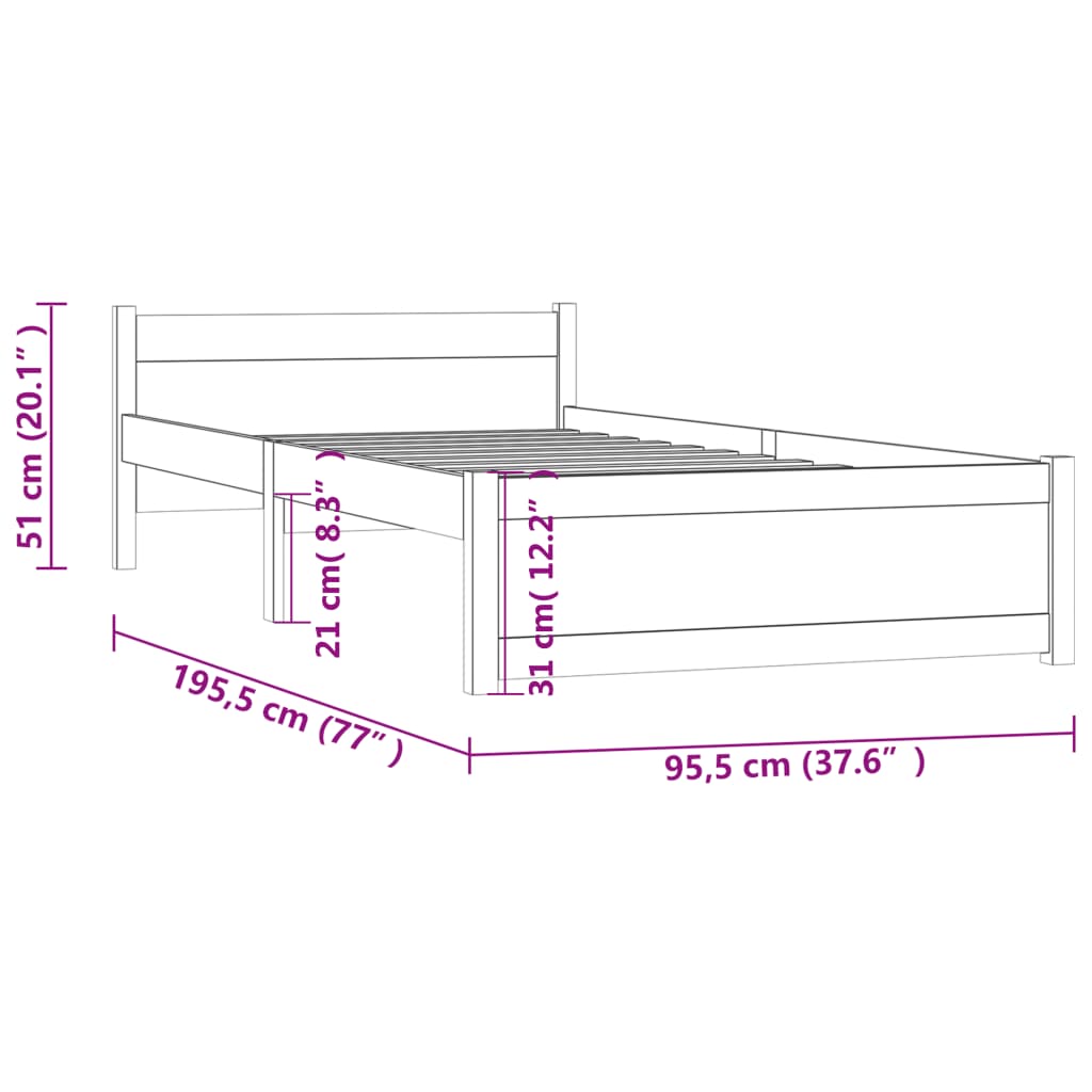 Giroletto in Legno Massello 90x190 cm 3FT Singolo cod mxl 63490