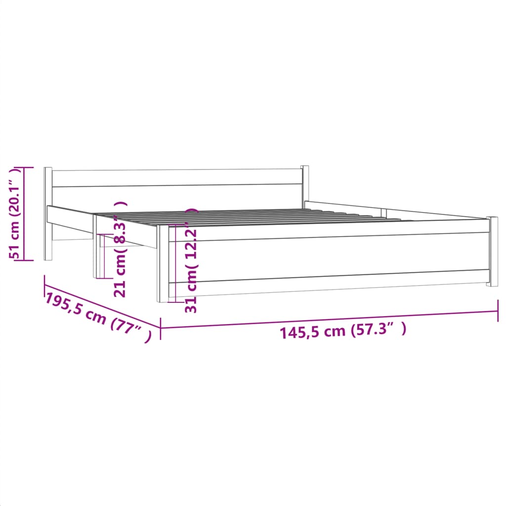 Giroletto Nero in Legno Massello 140x190 cm 815028