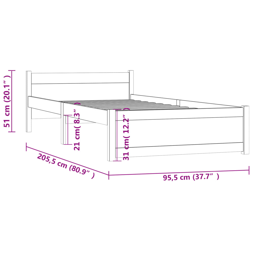 Giroletto Nero in Legno Massello 90x200 cm cod mxl 64973