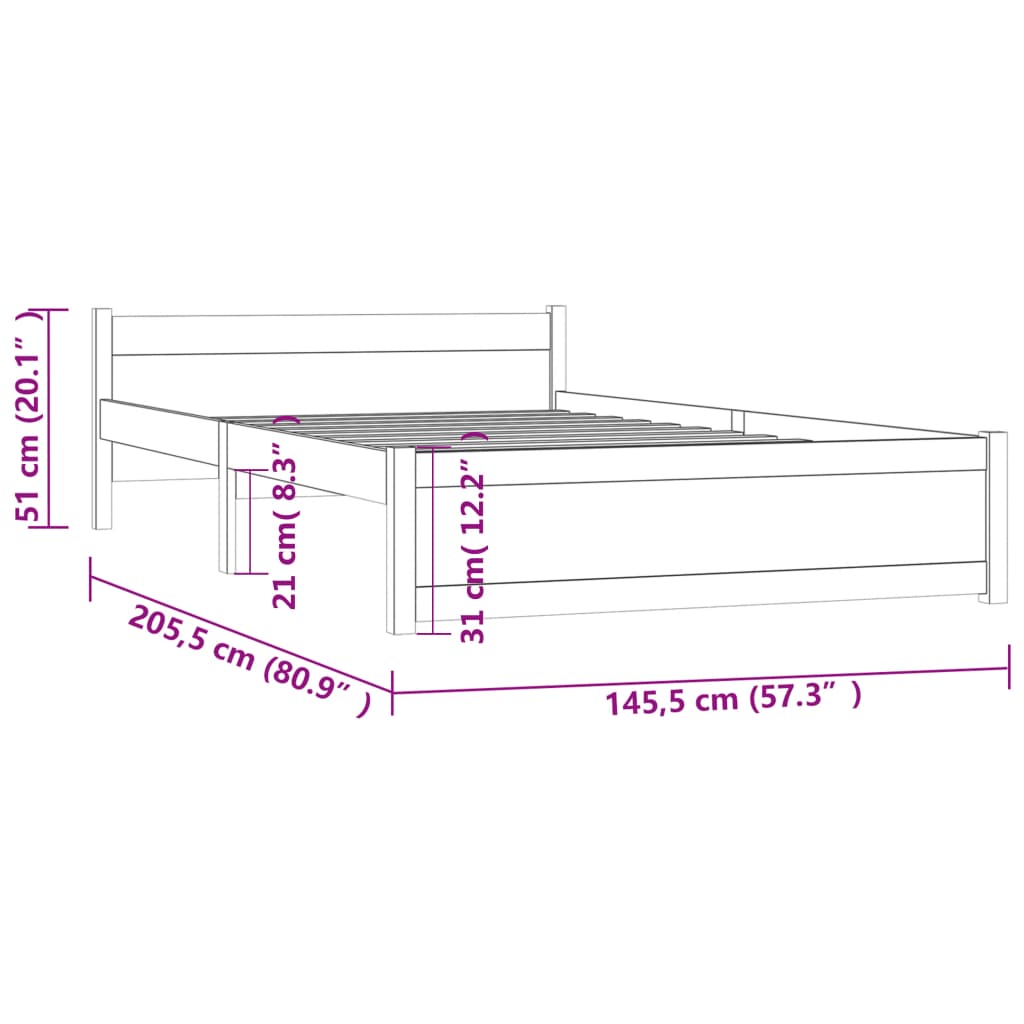 Giroletto Grigio in Legno Massello 140x200 cm 815046