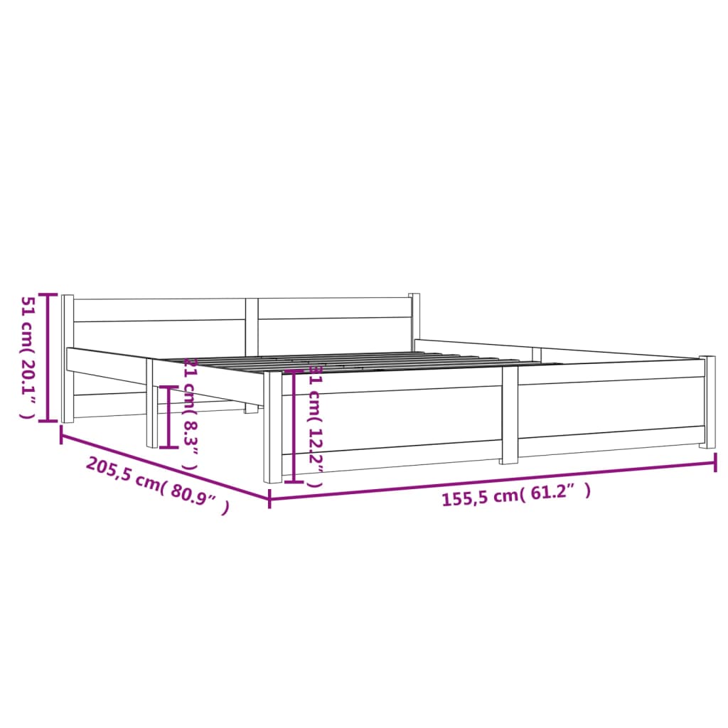 Giroletto in Legno Massello 150x200 cm 5FT King Size cod mxl 59865