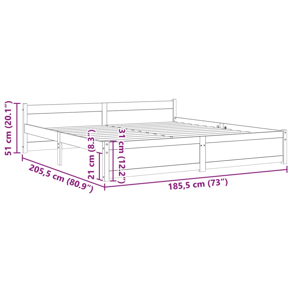 Giroletto Miele in Legno Massello 180x200 cm 6FT Super King 815062