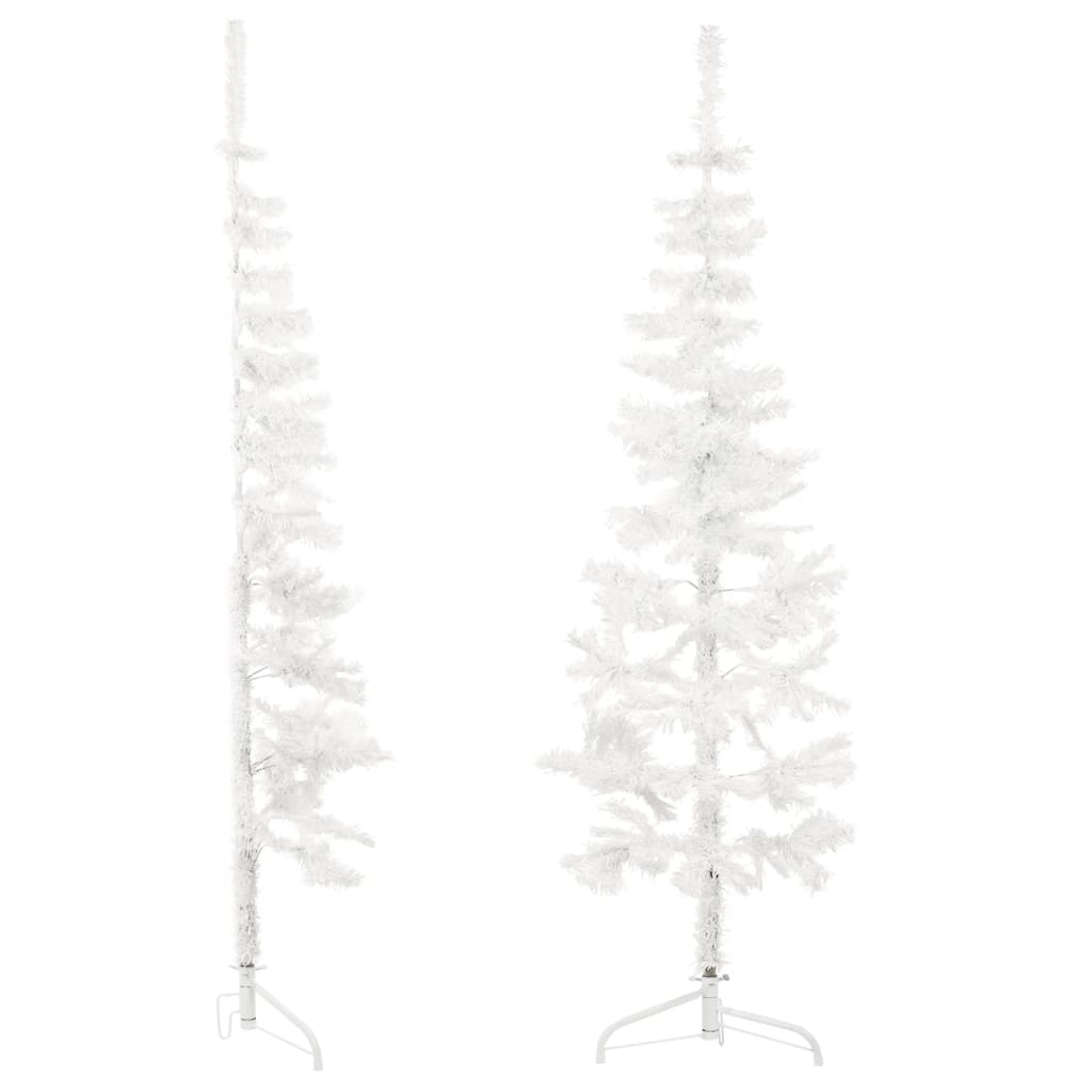 Albero Natale Artificiale Sottile a Metà Supporto Bianco 120 cm