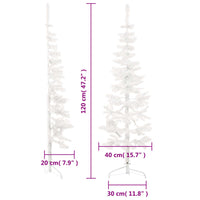 Albero Natale Artificiale Sottile a Metà Supporto Bianco 120 cm