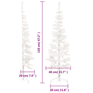 Albero Natale Artificiale Sottile a Metà Supporto Bianco 120 cm