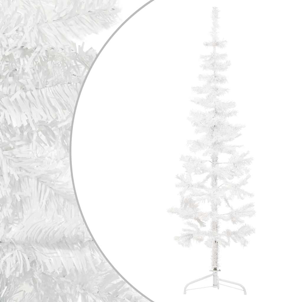 Albero Natale Artificiale Sottile a Metà Supporto Bianco 180 cm 344566