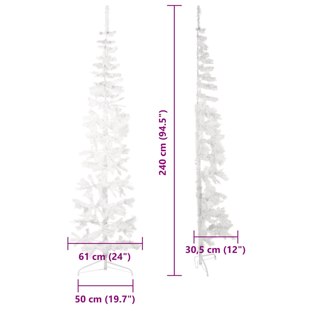 Albero Natale Artificiale Sottile a Metà Supporto Bianco 240 cm 344568