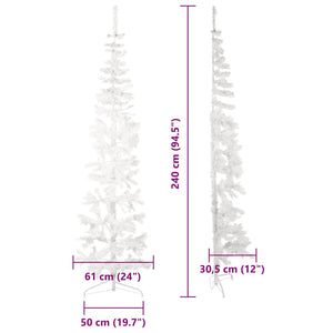 Albero Natale Artificiale Sottile a Metà Supporto Bianco 240 cm 344568