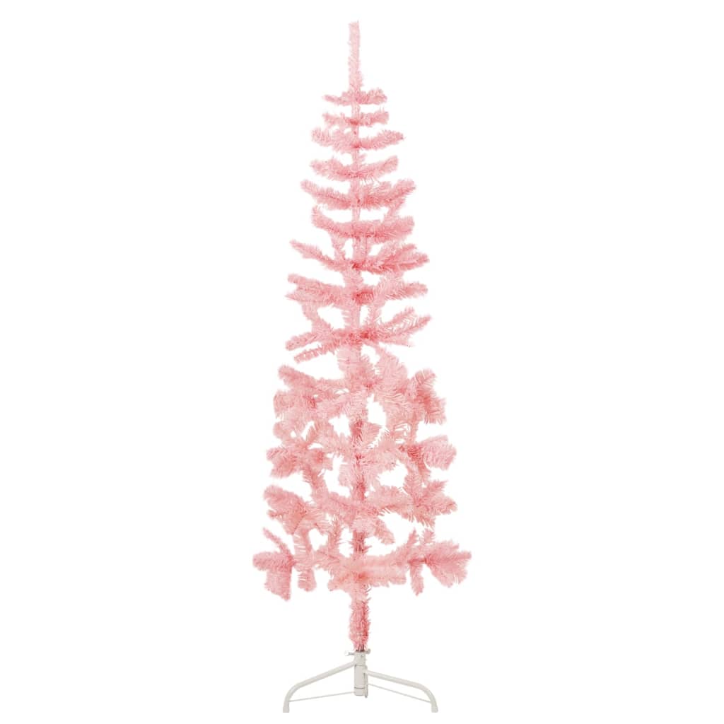 Albero Natale Artificiale Sottile a Metà e Supporto Rosa 180 cm 344571