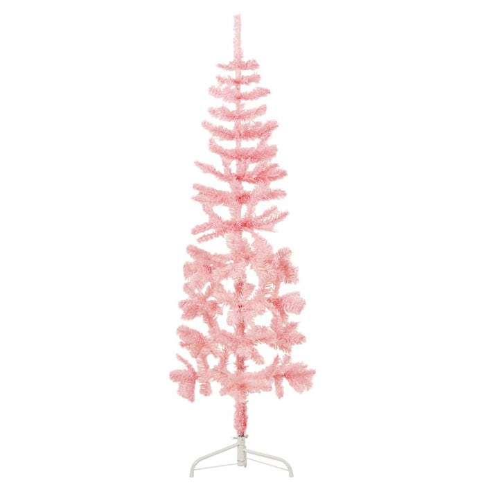 Albero Natale Artificiale Sottile a Metà e Supporto Rosa 180 cm 344571