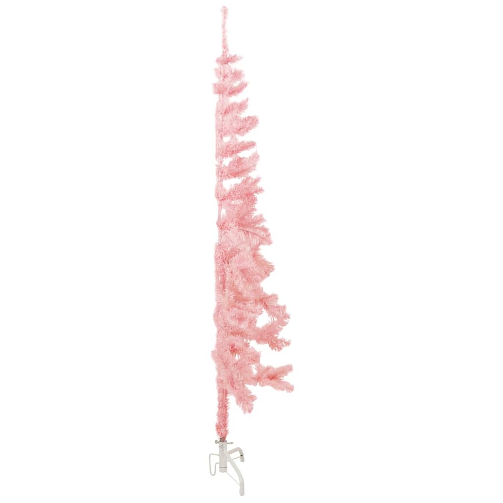 Albero Natale Artificiale Sottile a Metà e Supporto Rosa 180 cm 344571