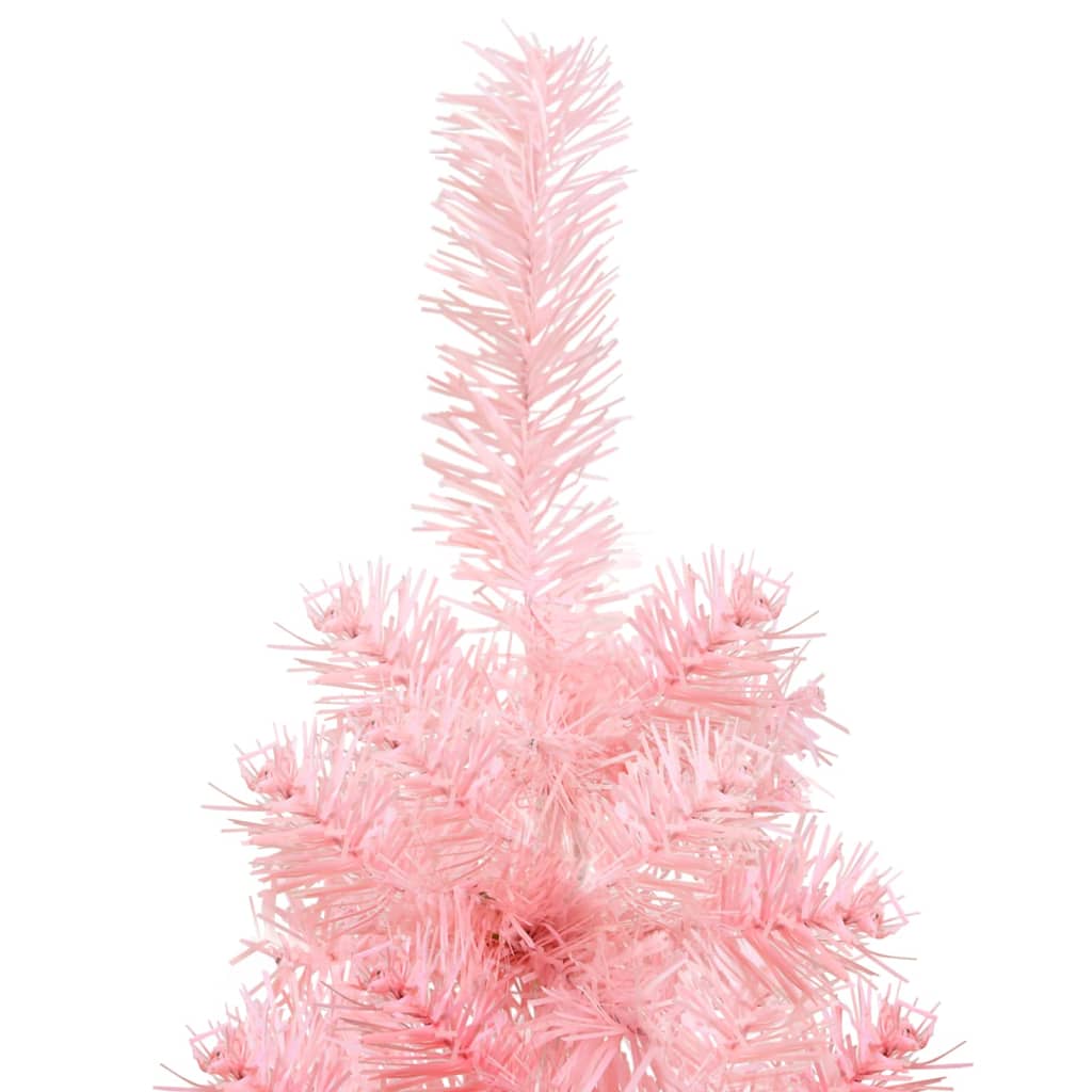 Albero Natale Artificiale Sottile a Metà e Supporto Rosa 180 cm 344571