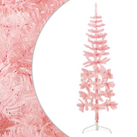 Albero Natale Artificiale Sottile a Metà e Supporto Rosa 180 cm 344571