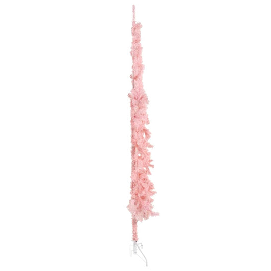 Albero Natale Artificiale Sottile a Metà e Supporto Rosa 210 cm 344572