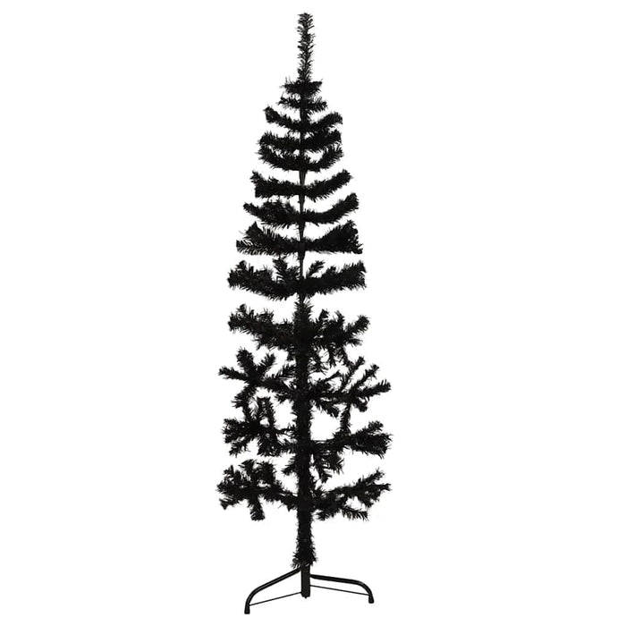 Albero Natale Artificiale Sottile a Metà e Supporto Nero 120 cm 344574