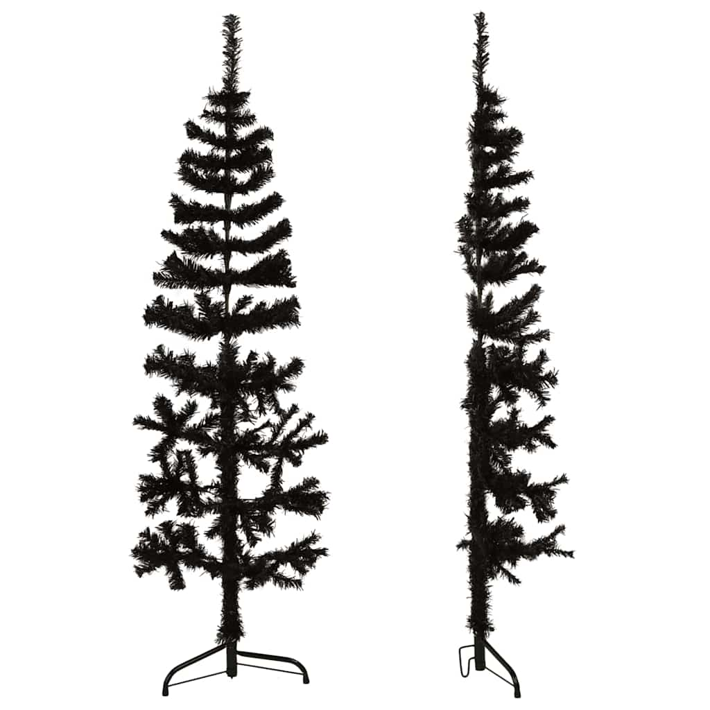 Albero Natale Artificiale Sottile a Metà e Supporto Nero 120 cm 344574