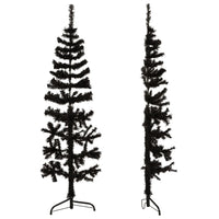 Albero Natale Artificiale Sottile a Metà e Supporto Nero 150 cm