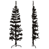 Albero Natale Artificiale Sottile a Metà e Supporto Nero 150 cm 344575