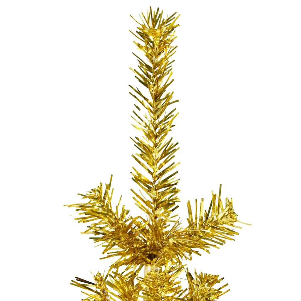 Albero Natale Artificiale Sottile a Metà con Supporto Oro 150cm 344590