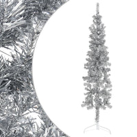 Albero Natale Artificiale Sottile a Metà Supporto Argento 120cm 344594