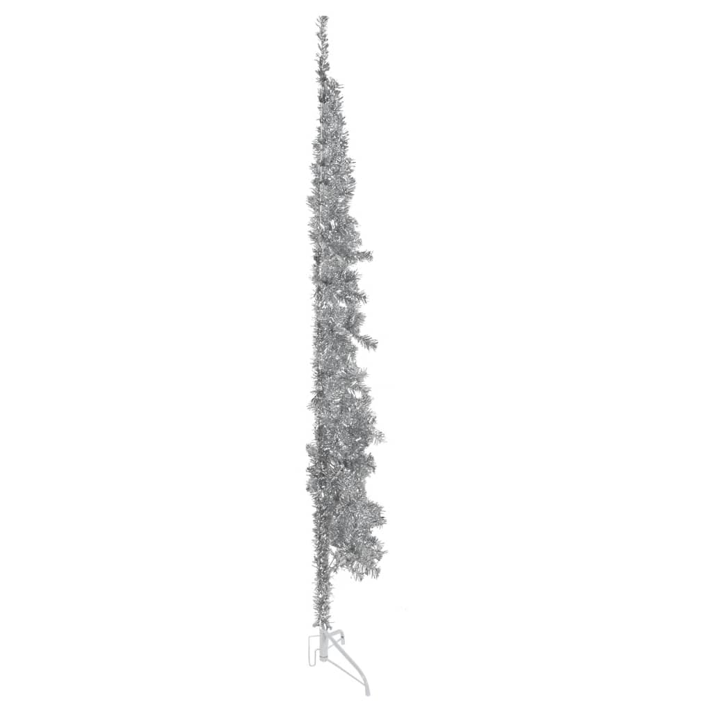 Albero Natale Artificiale Sottile a Metà Supporto Argento 210cm