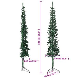 Albero Natale Artificiale Sottile a Metà Supporto Verde 180 cm