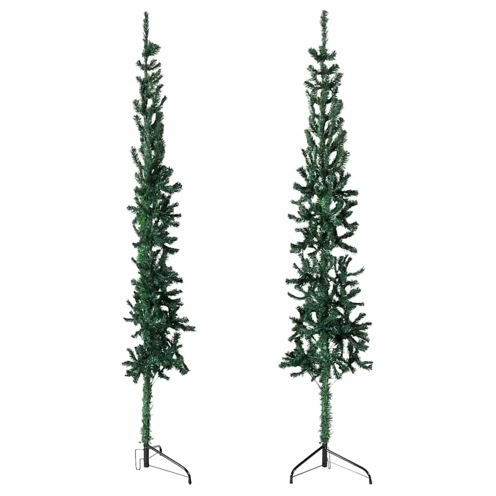 Albero Natale Artificiale Sottile a Metà Supporto Verde 210 cm 344602