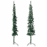 Albero Natale Artificiale Sottile a Metà Supporto Verde 210 cm 344602