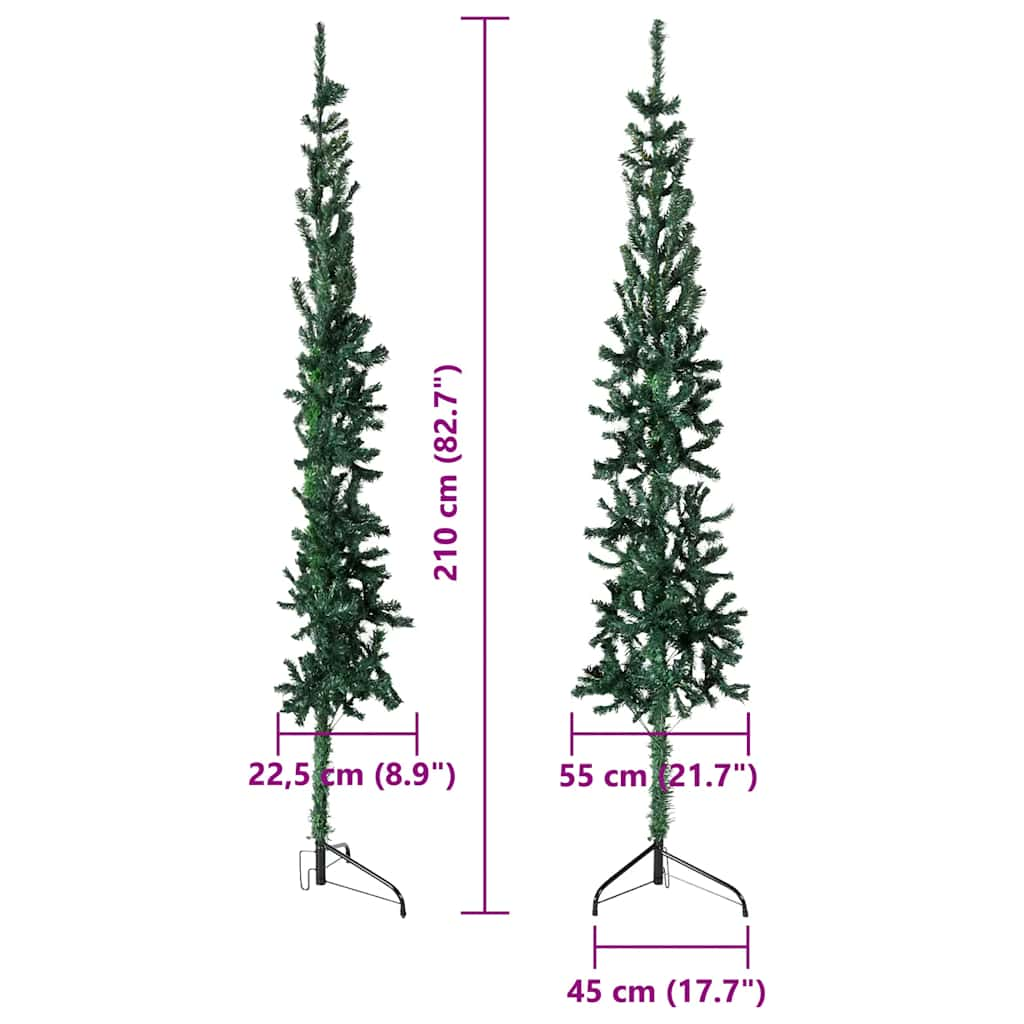 Albero Natale Artificiale Sottile a Metà Supporto Verde 210 cm 344602