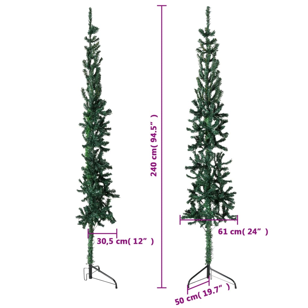 Albero Natale Artificiale Sottile a Metà Supporto Verde 240 cm cod mxl 15722