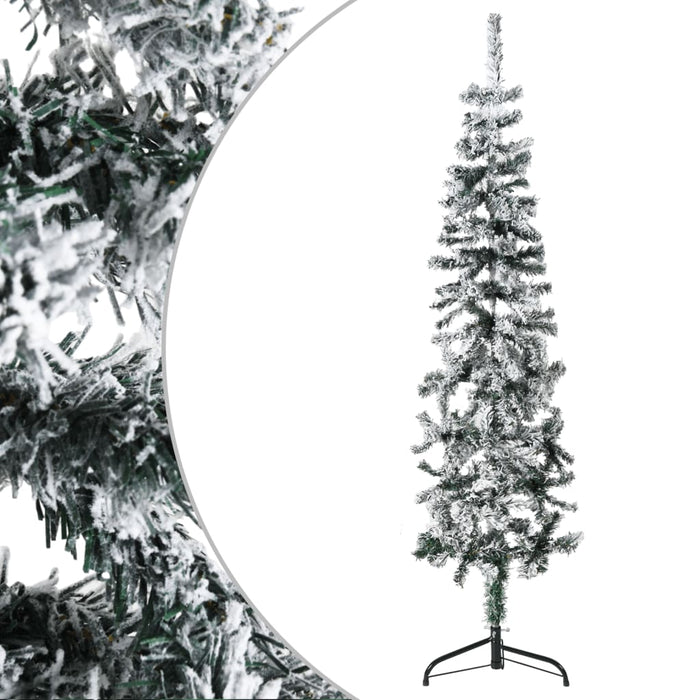 Albero Natale Artificiale Sottile a Metà Neve Fioccata 120 cm cod mxl 7816