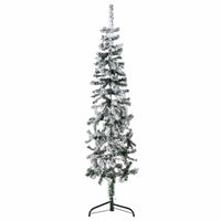 Albero Natale Artificiale Sottile a Metà Neve Fioccata 150 cm 344605