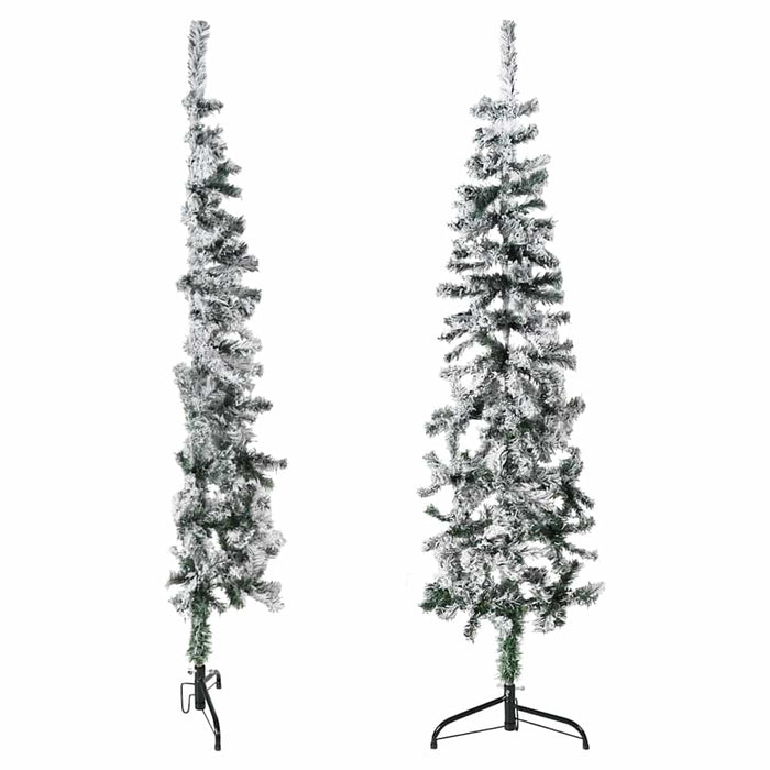 Albero Natale Artificiale Sottile a Metà Neve Fioccata 150 cm 344605