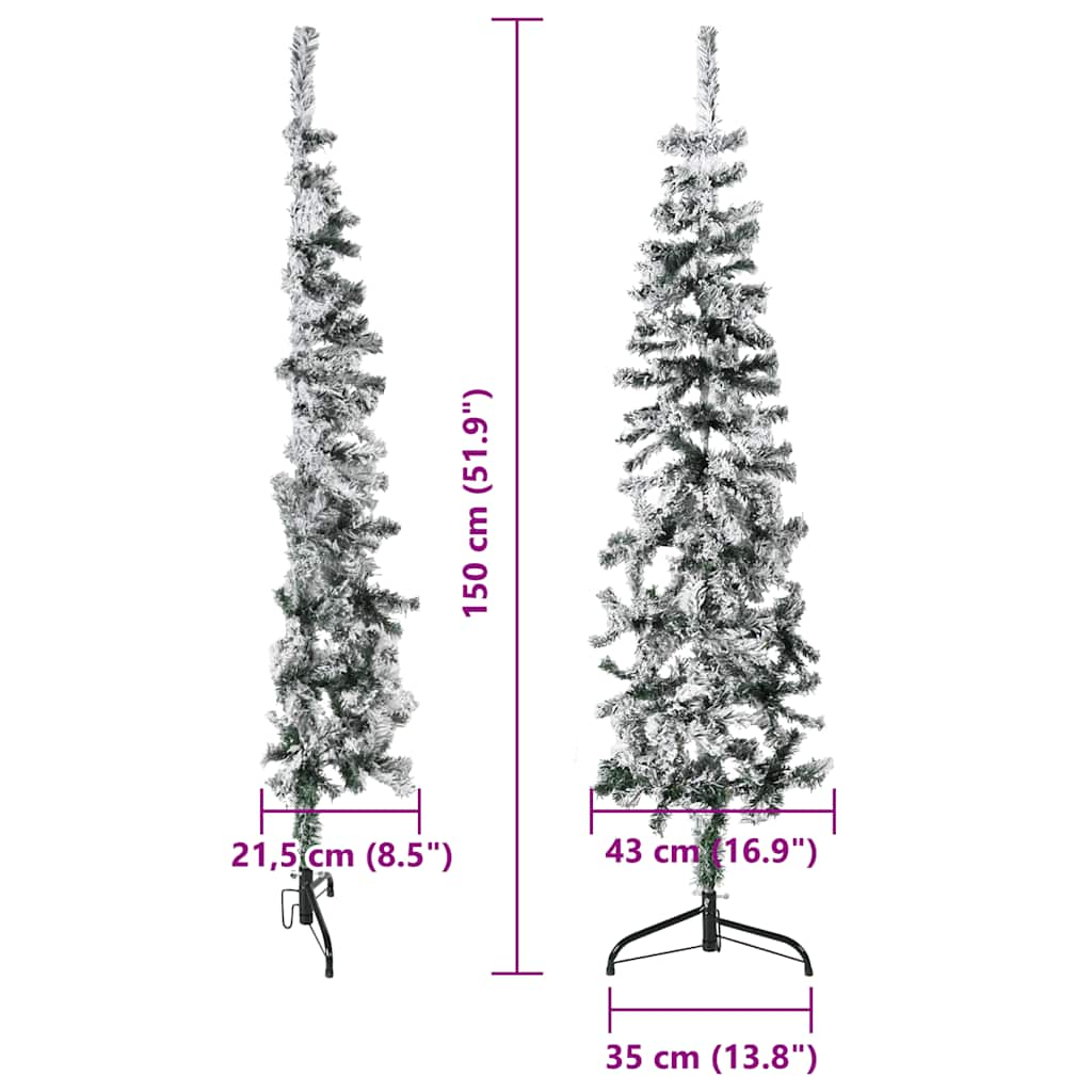 Albero Natale Artificiale Sottile a Metà Neve Fioccata 150 cm 344605