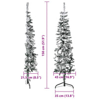 Albero Natale Artificiale Sottile a Metà Neve Fioccata 150 cm 344605