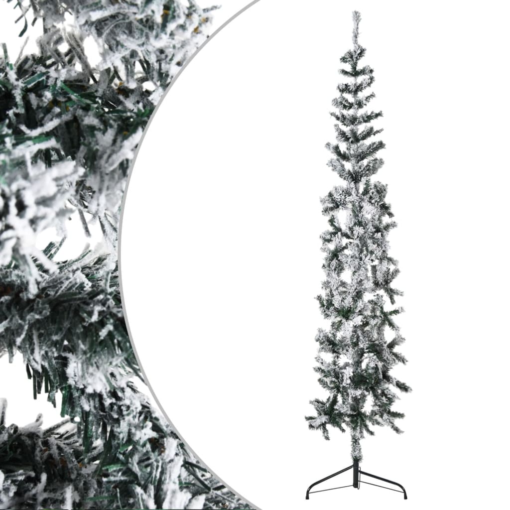 Albero Natale Artificiale Sottile a Metà Neve Fioccata 180 cm cod mxl 16141