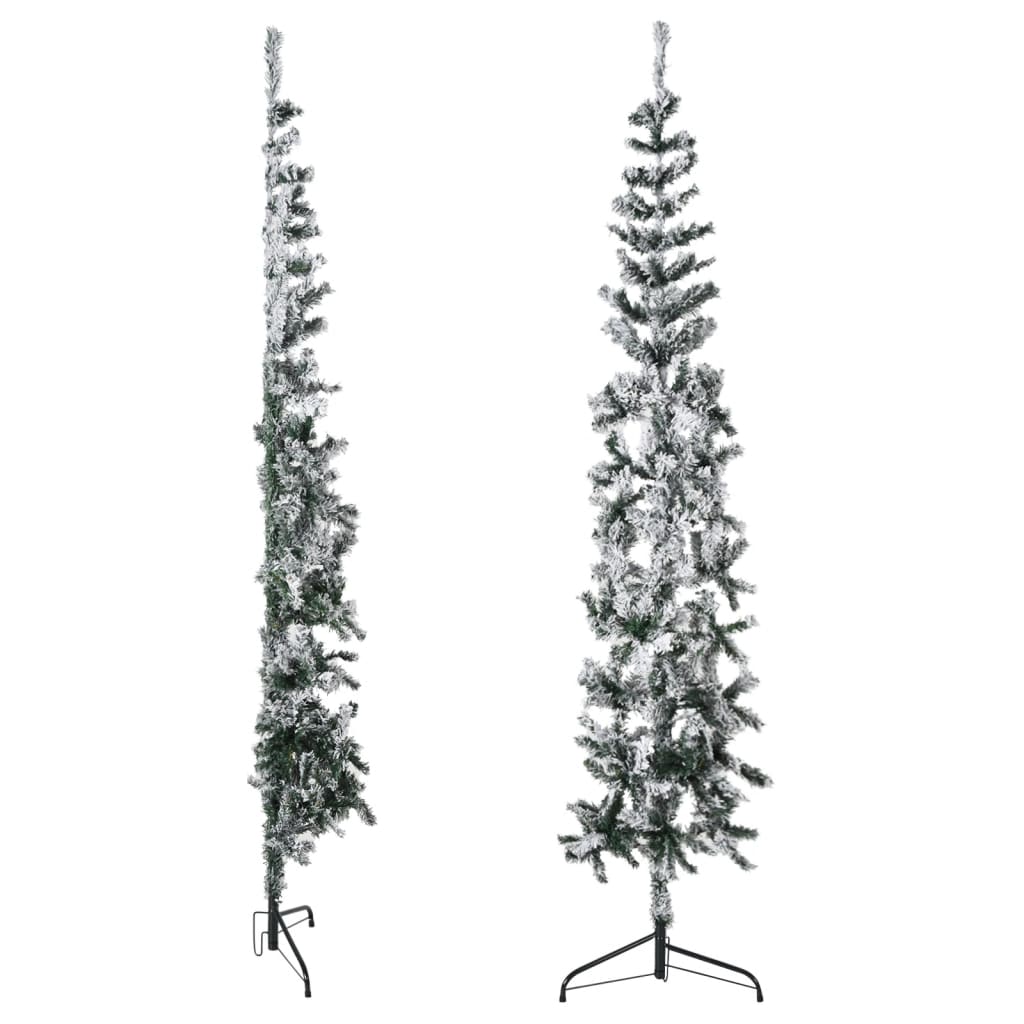 Albero Natale Artificiale Sottile a Metà Neve Fioccata 180 cm cod mxl 16141