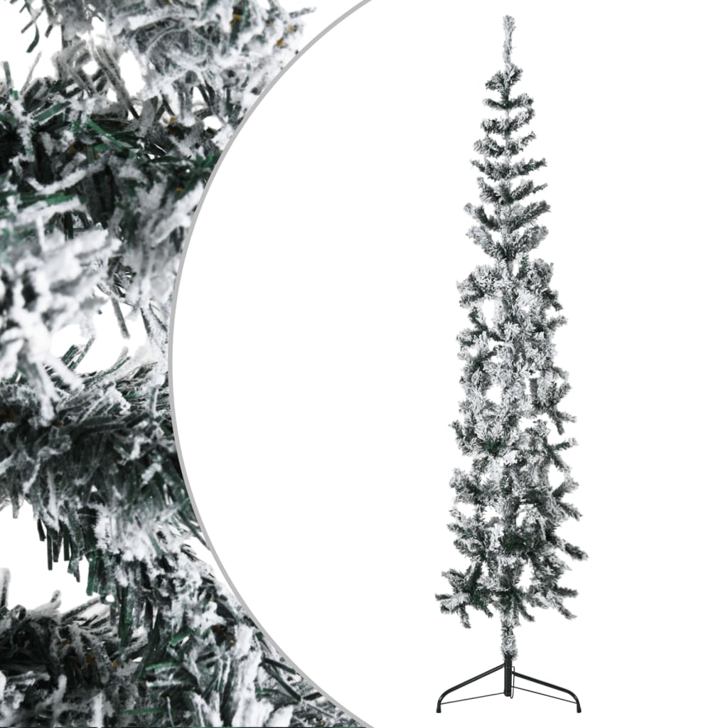 Albero Natale Artificiale Sottile a Metà Neve Fioccata 180 cm cod mxl 16141