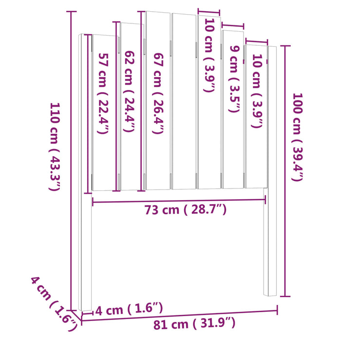 Testiera per Letto 81x4x110 cm in Legno Massello di Pino cod mxl 50784