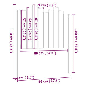 Testiera per Letto Grigia 96x4x110 cm in Legno Massello di Pino 818452