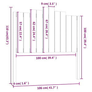 Testiera per Letto 106x4x110 cm in Legno Massello di Pino cod mxl 51413