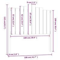 Testiera per Letto Grigia 106x4x110cm in Legno Massello di Pino cod mxl 46423