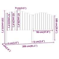 Testiera per Letto 206x4x100 cm in Legno Massello di Pino 818490