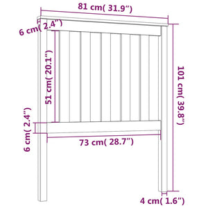 Testiera per Letto Nera 81x6x101 cm in Legno Massello di Pino 818499