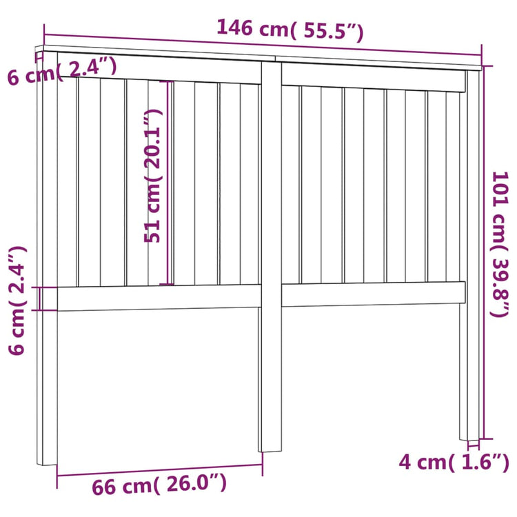 Testiera per Letto Miele 146x6x101 cm in Legno Massello di Pino cod mxl 51977