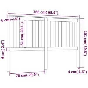 Testiera per Letto Bianca 166x6x101cm in Legno Massello di Pino 818531