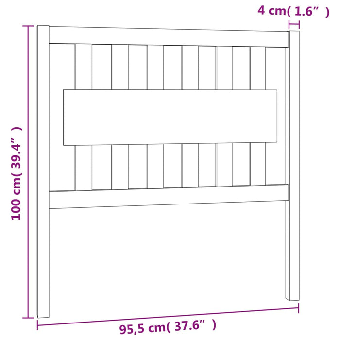 Testiera per Letto Grigia 95,5x4x100 cm Legno Massello di Pino cod mxl 32683