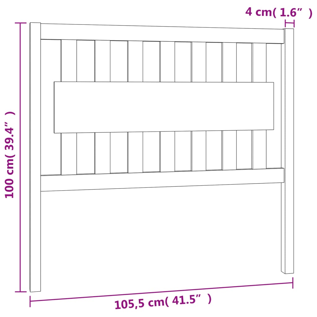 Testiera per Letto 105,5x4x100 cm in Legno Massello di Pino cod mxl 47444